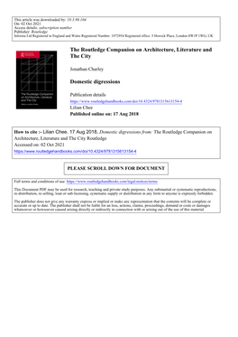 The Routledge Companion on Architecture, Literature and the City Domestic Digressions