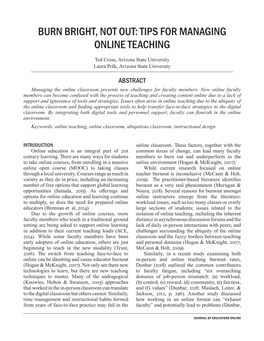 Burn Bright, Not Out: Tips for Managing Online Teaching