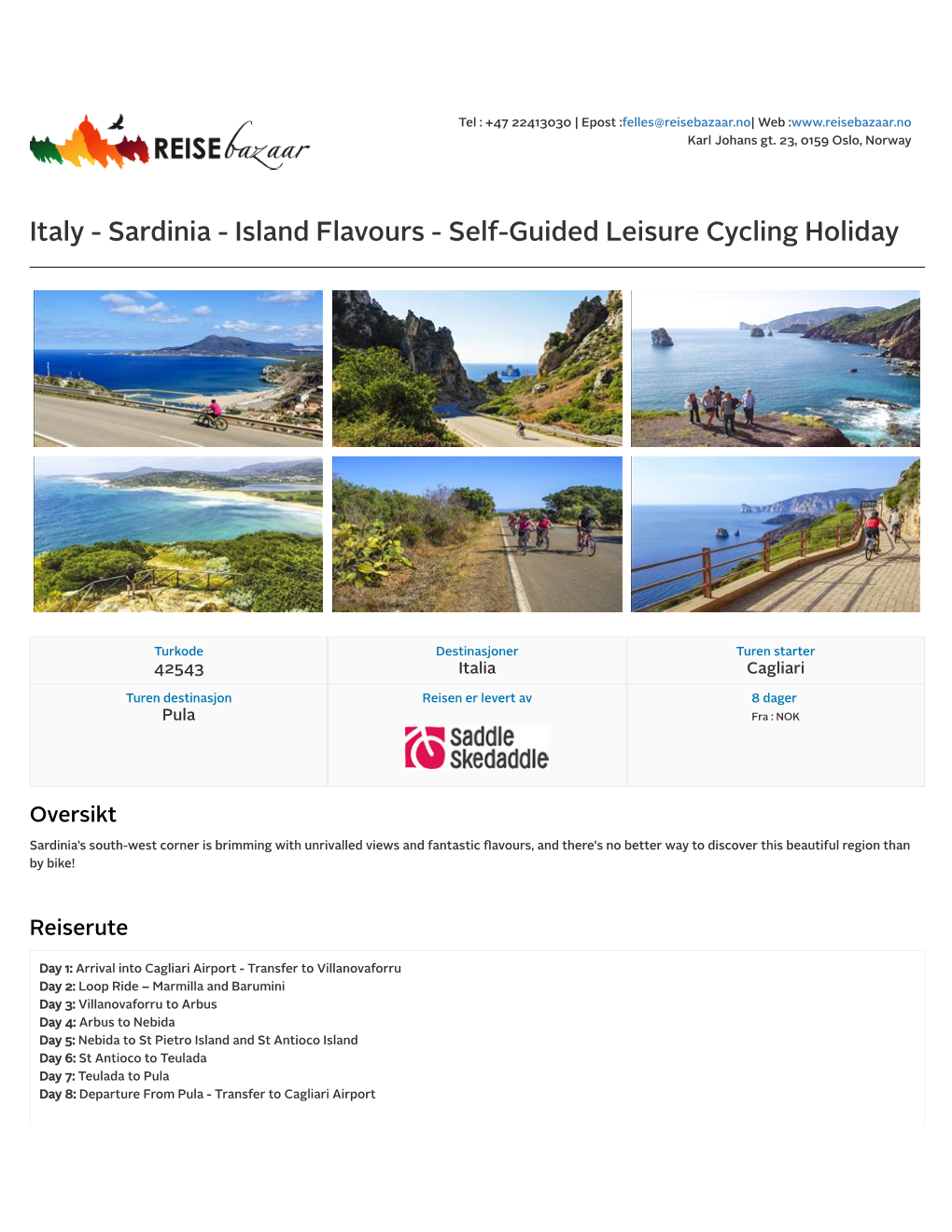 Sardinia - Island Flavours - Self-Guided Leisure Cycling Holiday
