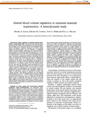 Altered Blood Volume Regulation in Sustained Essential Hypertension: a Hemodynamic Study
