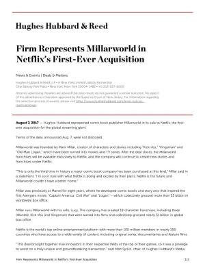 Firm Represents Millarworld in Netflix's First-Ever Acquisition