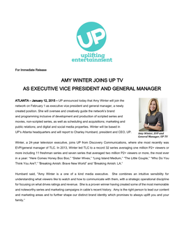 Amy Winter Joins up Tv As Executive Vice President and General Manager