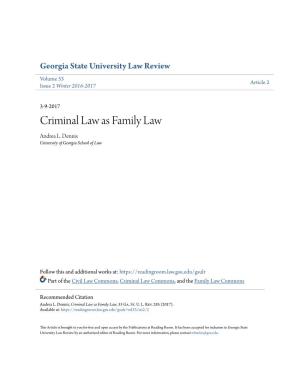 Criminal Law As Family Law Andrea L