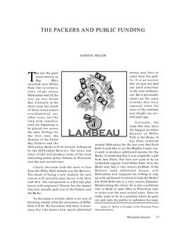 The Packers and Public Funding