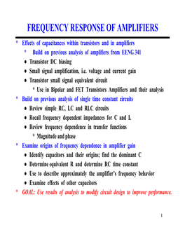 Frequency Response of Amplifiers