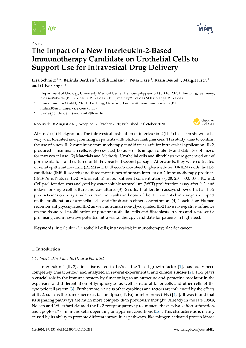 The Impact of a New Interleukin-2-Based Immunotherapy Candidate on Urothelial Cells to Support Use for Intravesical Drug Delivery