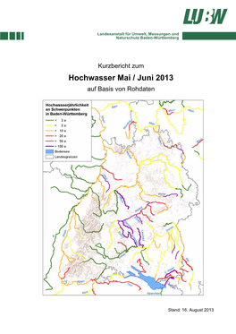 Hochwasser Mai / Juni 2013 Auf Basis Von Rohdaten