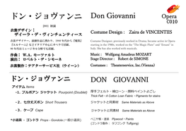 ドン・ジョヴァンニ Don Giovanni Opera C010 2001 初演