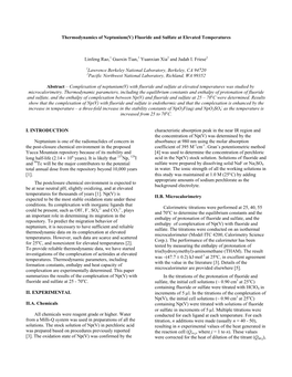 Thermodynamics of Neptunium(V) Fluoride and Sulfate at Elevated Temperatures