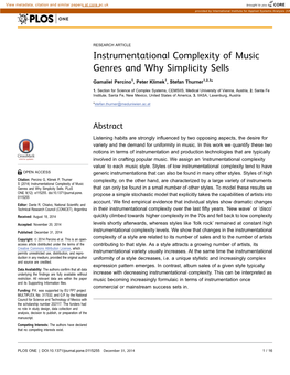 Instrumentational Complexity of Music Genres and Why Simplicity Sells