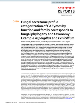 Fungal Secretome Profile Categorization of Cazymes