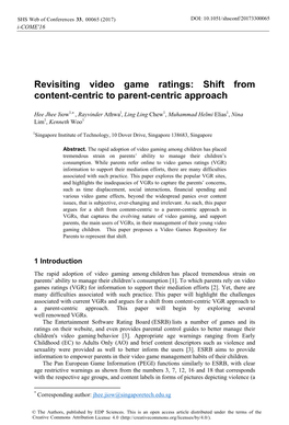 Revisiting Video Game Ratings: Shift from Content-Centric to Parent-Centric Approach