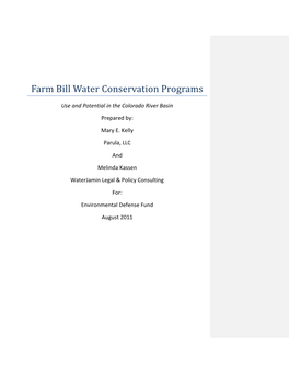 Farm Bill Water Conservation Programs