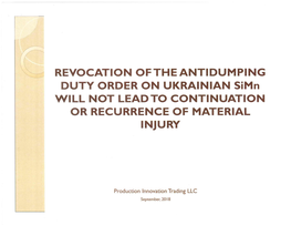 REVOCATION of the ANTIDUMPING DUTY ORDER on UKRAINIAN Simn WILL NOT LEAD to CONTINUATION OR RECURRENCE of MATERIAL INJURY
