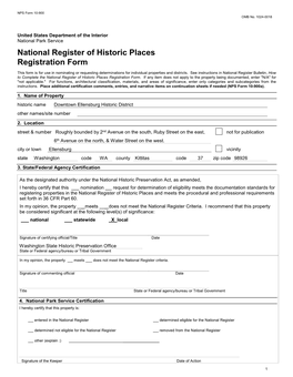 NPS Form 10 900 OMB No. 1024 0018