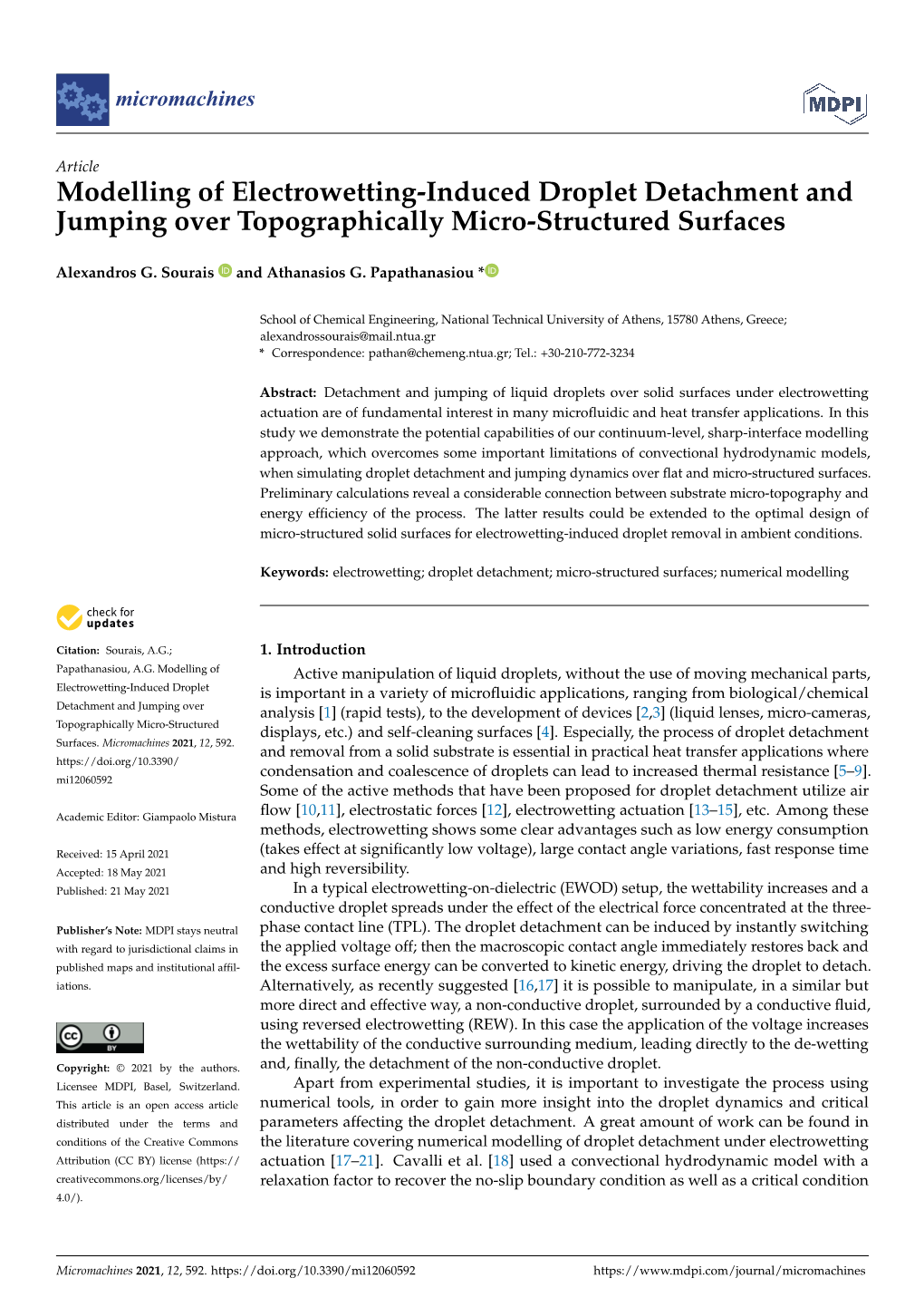 Modelling of Electrowetting-Induced Droplet Detachment and Jumping Over Topographically Micro-Structured Surfaces