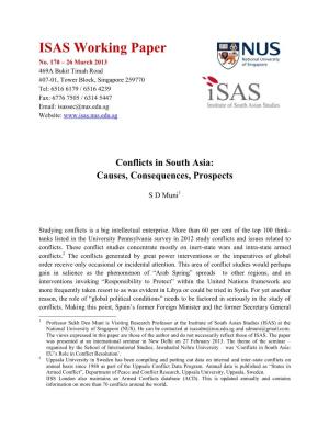Conflicts in South Asia: Causes, Consequences, Prospects