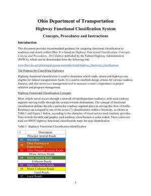 Ohio Department of Transportation Highway Functional