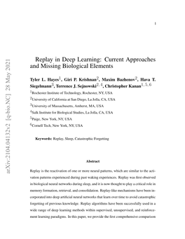 Replay in Deep Learning: Current Approaches and Missing Biological Elements