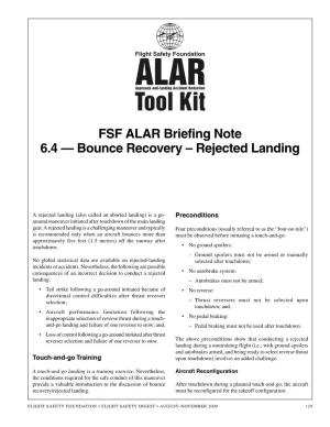 FSF ALAR Briefing Note 6.4 -- Bounce Recovery -- Rejected Landing