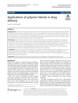 Applications of Polymer Blends in Drug Delivery Nasser N