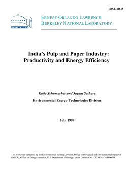 India's Pulp and Paper Industry