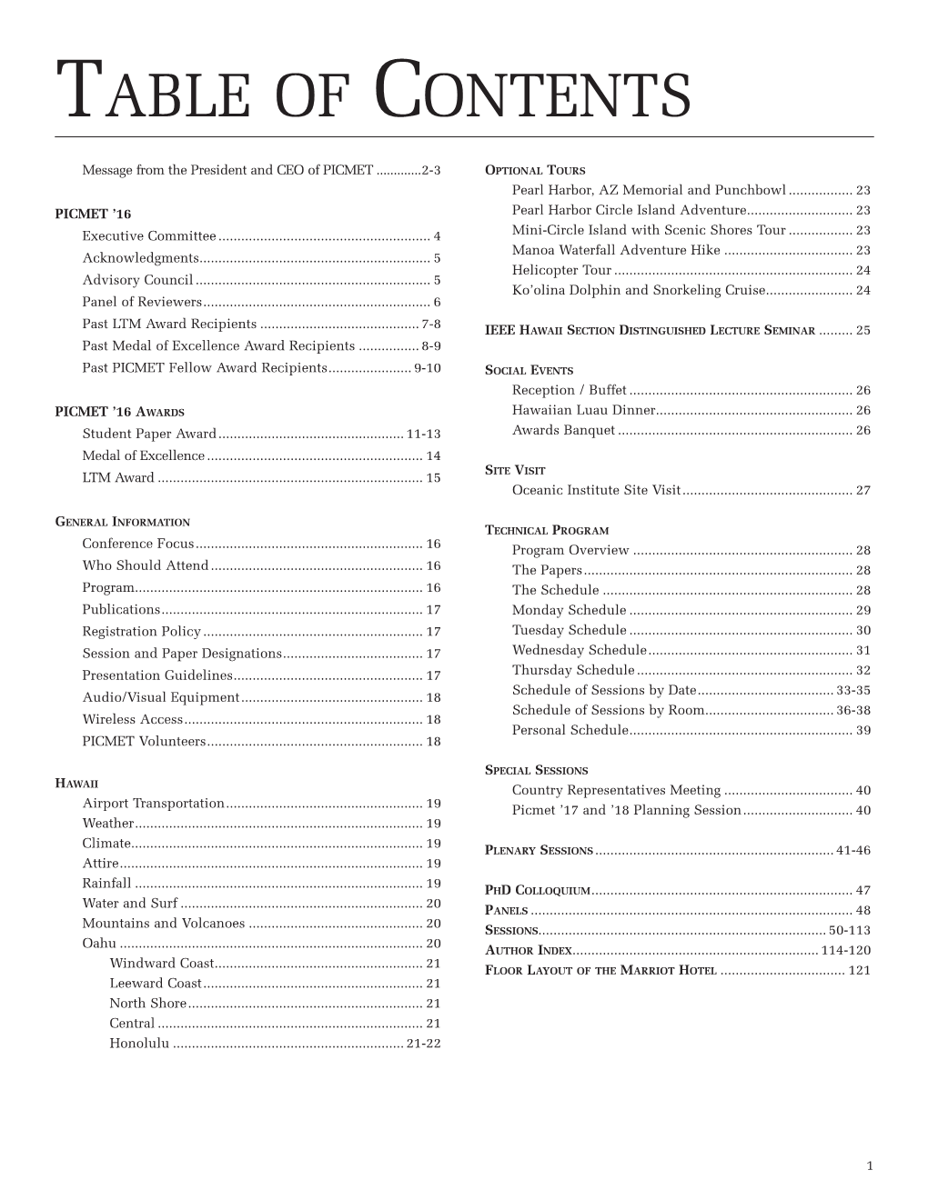 Table of Contents