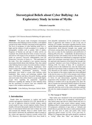 Stereotypical Beliefs About Cyber Bullying: an Exploratory Study in Terms of Myths