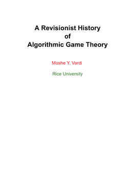 A Revisionist History of Algorithmic Game Theory