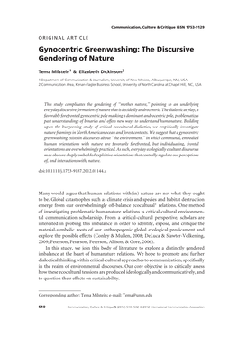 Gynocentric Greenwashing: the Discursive Gendering of Nature