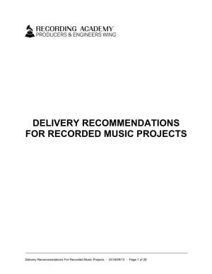 Delivery Recommendations for Recorded Music Projects