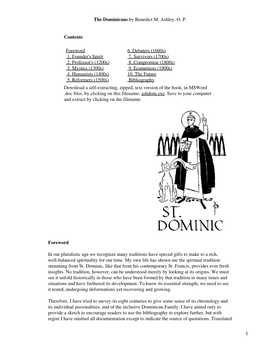 The Dominicans by Benedict M. Ashley, OP Contents Foreword 1. Founder's Spirit 2. Professor's