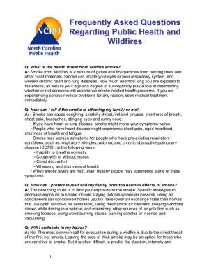 Frequently Asked Questions Regarding Health and Wildfires