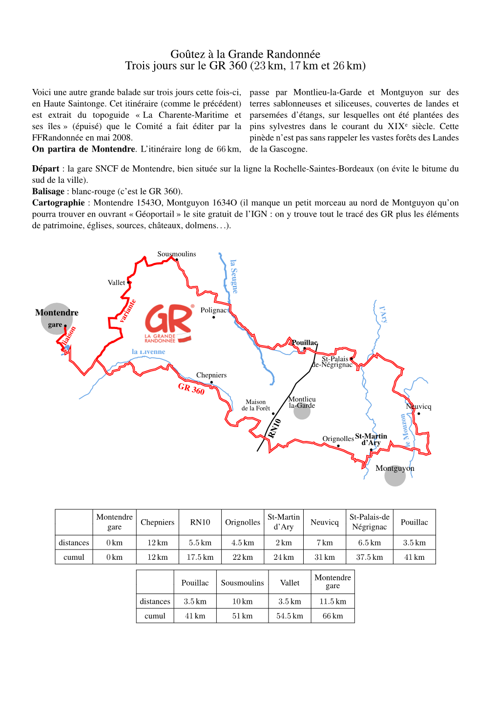 Goûtez À La Grande Randonnée Trois Jours Sur Le GR 360 (23Km, 17Km Et