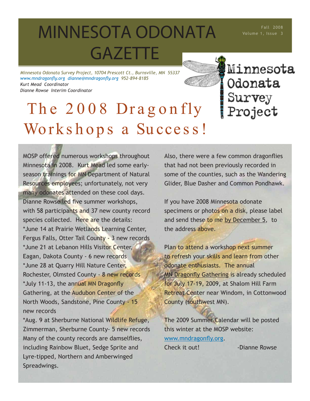 MN Odonata Gazette Fall 2008