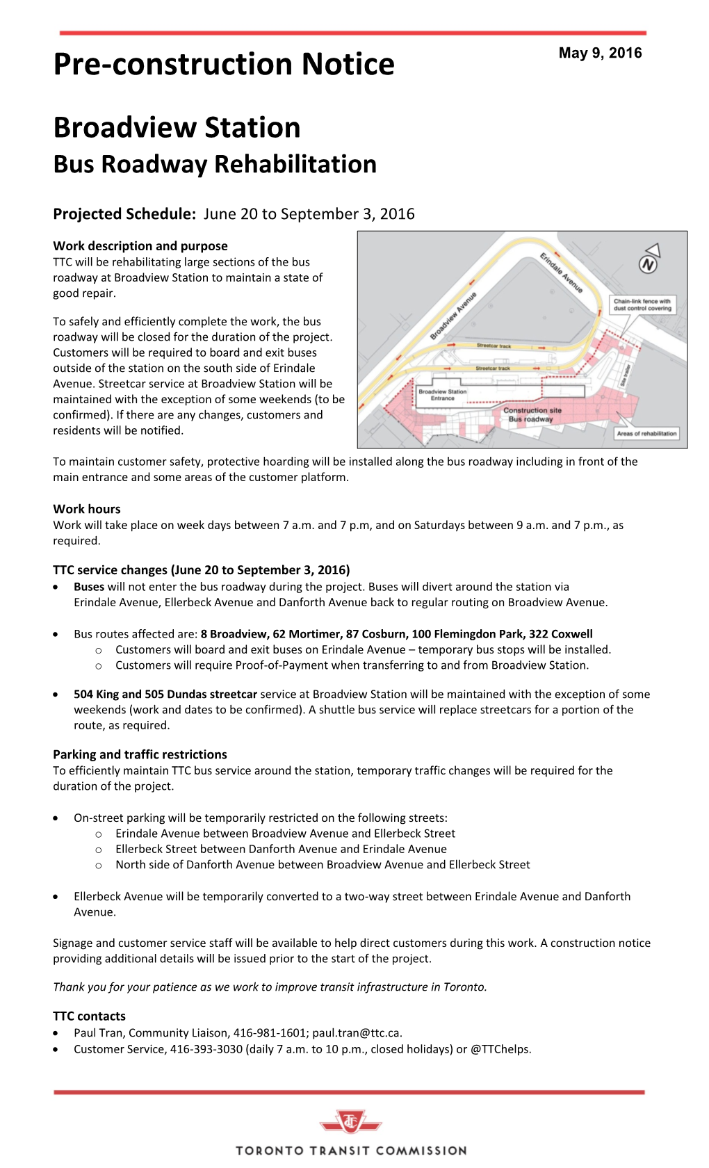 Pre-Construction Notice May 9, 2016