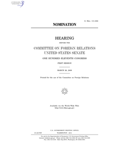 Nomination Hearing Committee on Foreign Relations