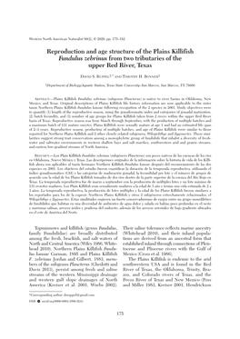 Reproduction and Age Structure of the Plains Killifish Fundulus Zebrinus from Two Tributaries of the Upper Red River, Texas