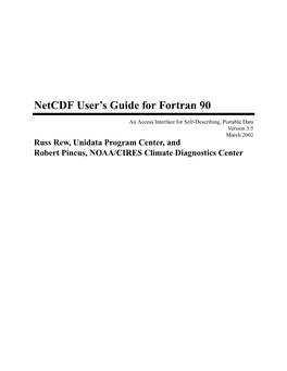Netcdf User's Guide for Fortran 90