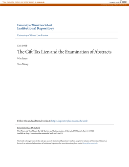 The Gift Tax Lien and the Examination of Abstracts