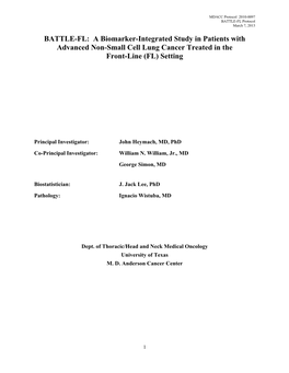 A Biomarker-Integrated Study in Patients with Advanced Non-Small Cell Lung Cancer Treated in the Front-Line (FL) Setting