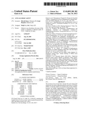 (12) United States Patent (10) Patent No.: US 8,093,301 B2 Kano Et Al