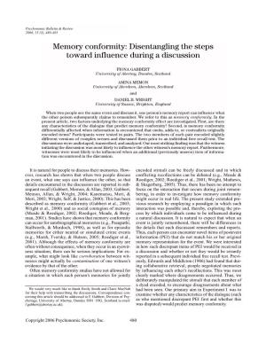 Memory Conformity: Disentangling the Steps Toward Influence During a Discussion