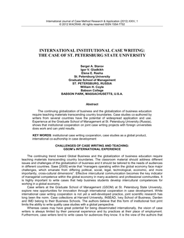 International Institutional Case Writing: the Case of St