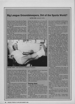 Big League Groundskeepers, Dirt of the Sports World? by Ron Hall, Assistant Editor