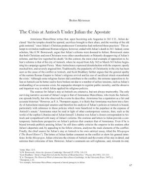 The Crisis at Antioch Under Julian the Apostate
