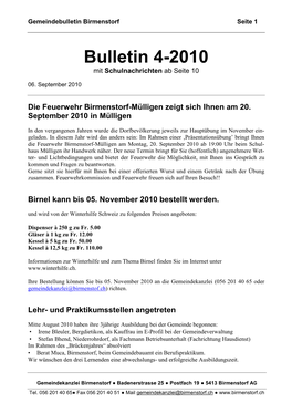 Bulletin 4-2010 Mit Schulnachrichten Ab Seite 10