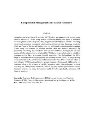 Enterprise Risk Management and Financial Misconduct