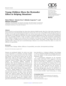 Young Children Show the Bystander Effect in Helping Situations