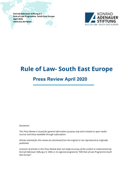 Rule of Law Programme South East Europe April 2020